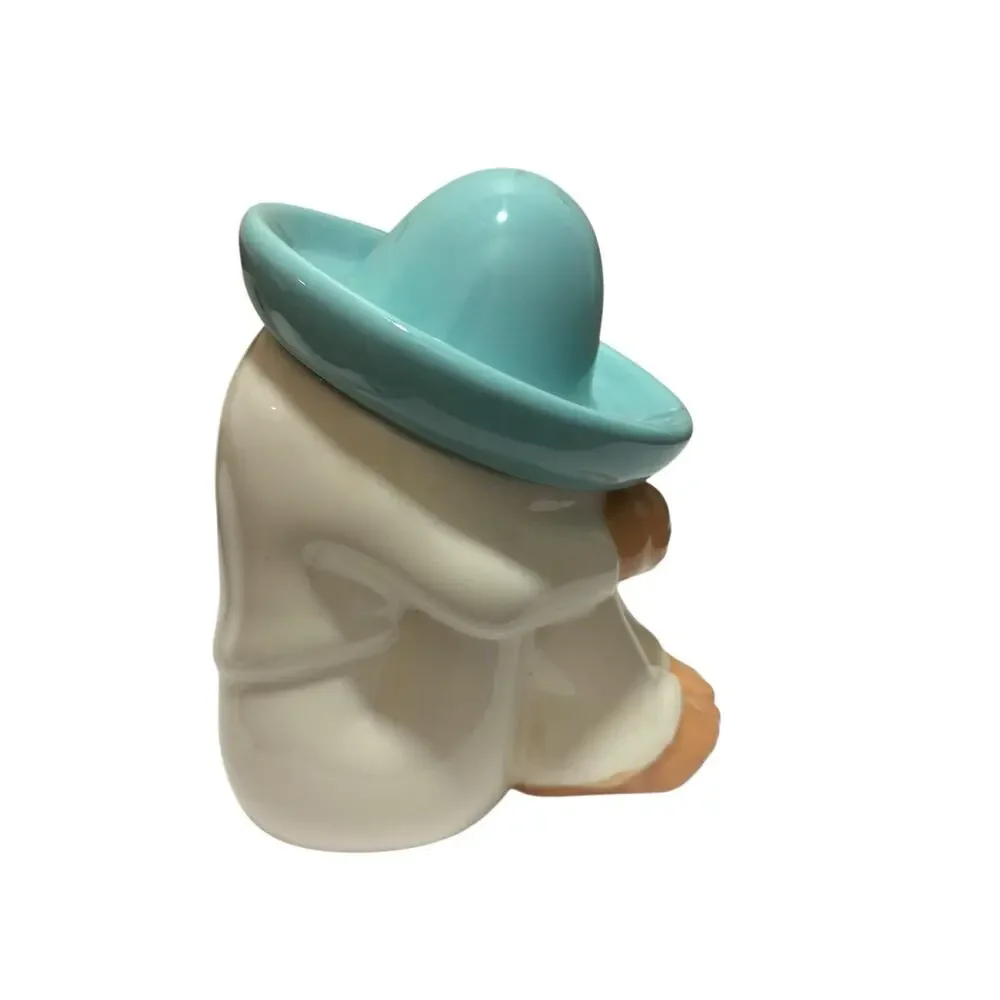 Vintage Mexican Pepe Siesta Sleeping Man Ceramic Figurine With Sombrero Hat